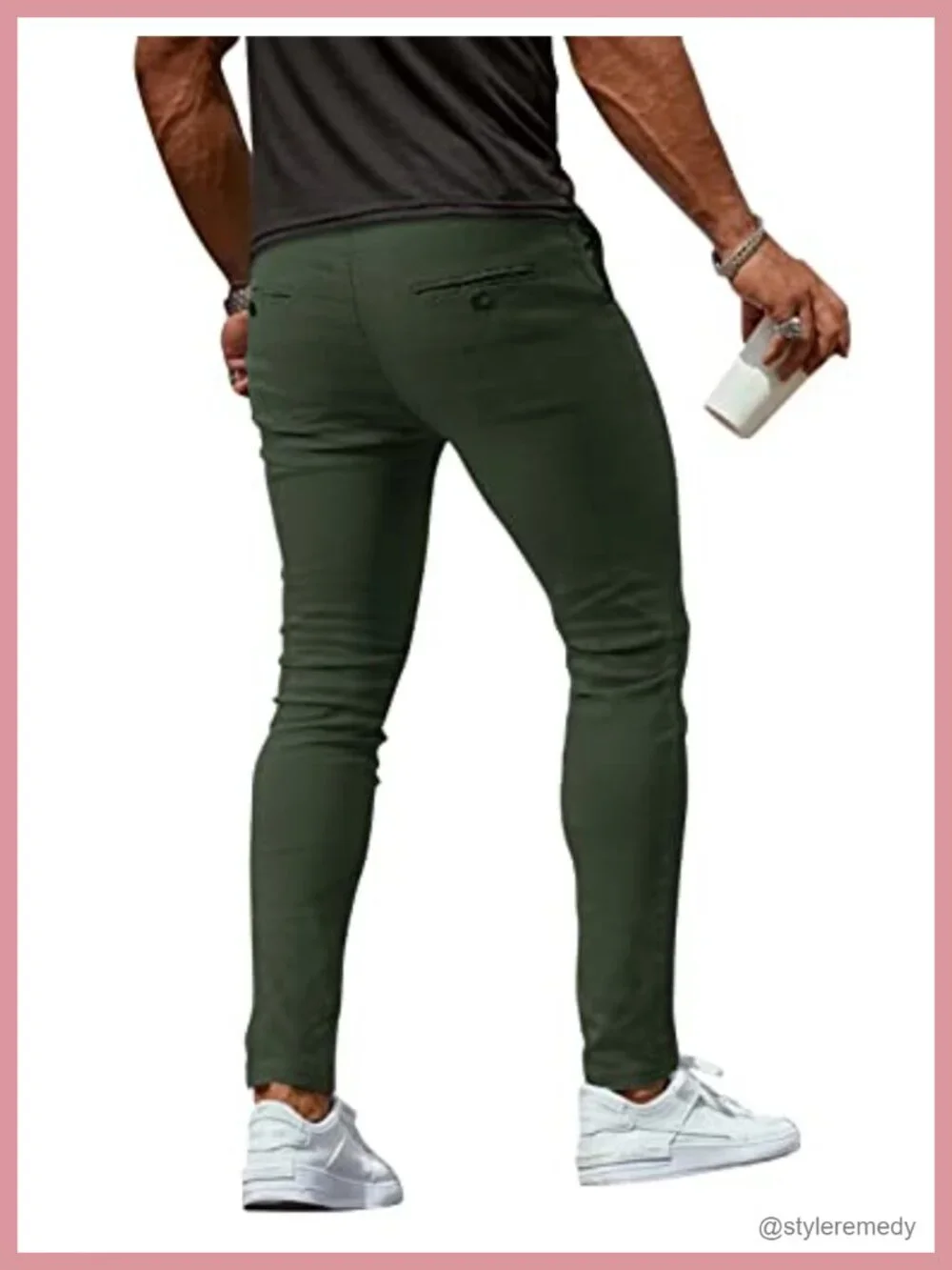 Men's Slim Fit Stretch Twill Chinos Skinny Tapered Five Pocket Casual Dress